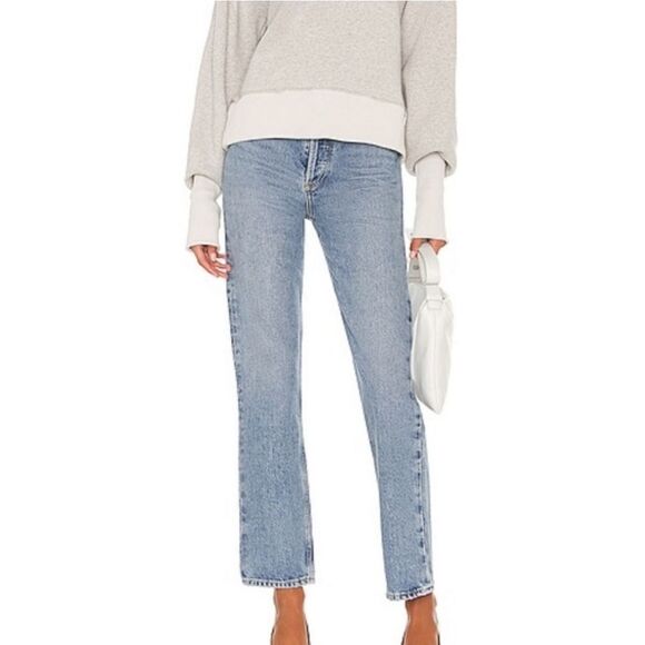 AGOLDE 90s Pinch Waist High Rise Straight Leg Full Length Jeans in Endless 24 - Picture 2 of 14